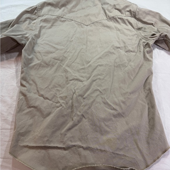 Wrangler Brushpopper Pearl Snap Western Shirt Tan Cowboy Mens Medium - Picture 8 of 8
